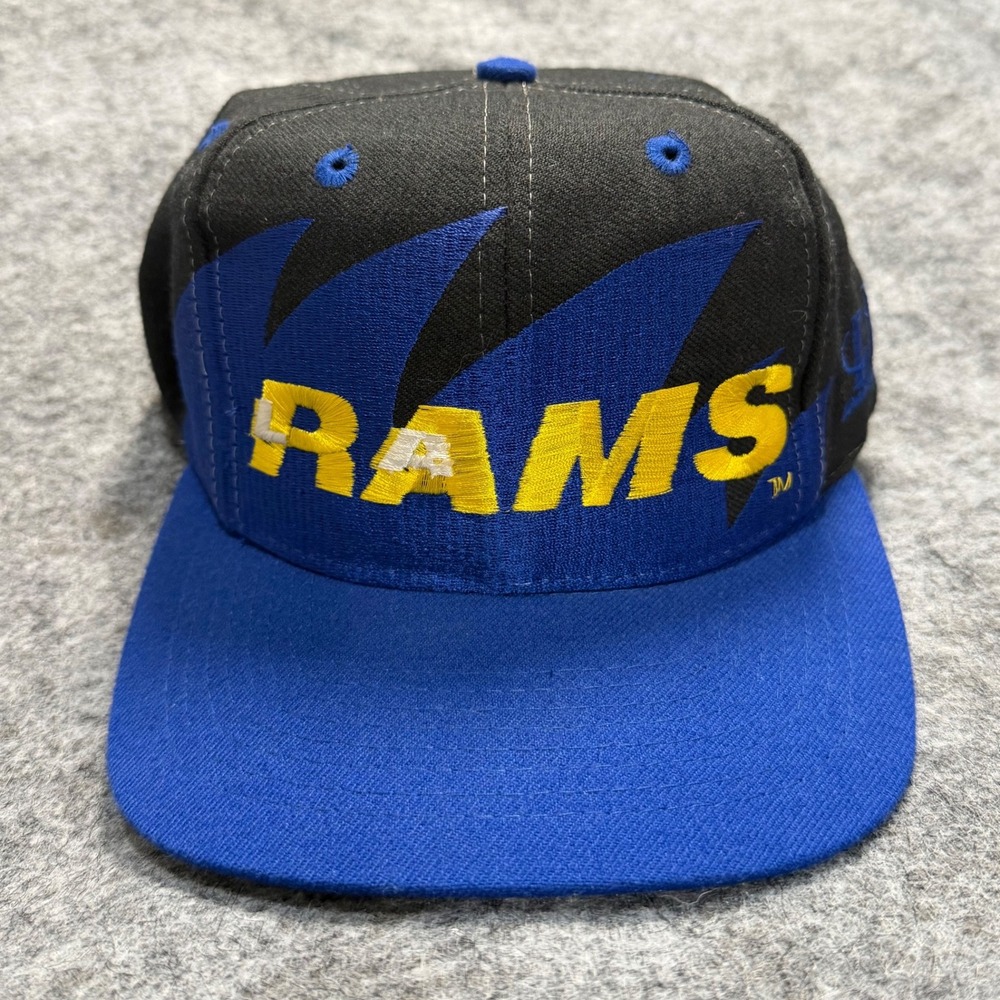 Vintage Los Angeles Rams Black Dome Shark Tooth Logo Athletic SnapBack Hat